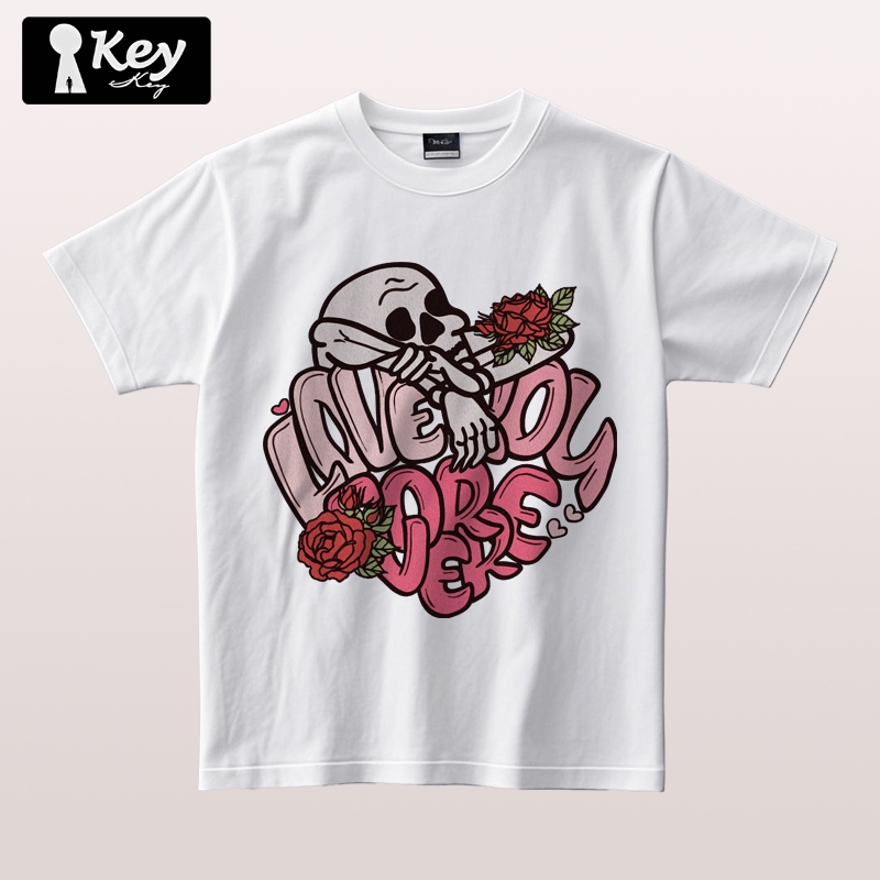 (Indonesia) Kaos anime cetak, kaos cetak tengkorak merah muda, katun 100% pria, kaos cetak unisex, k