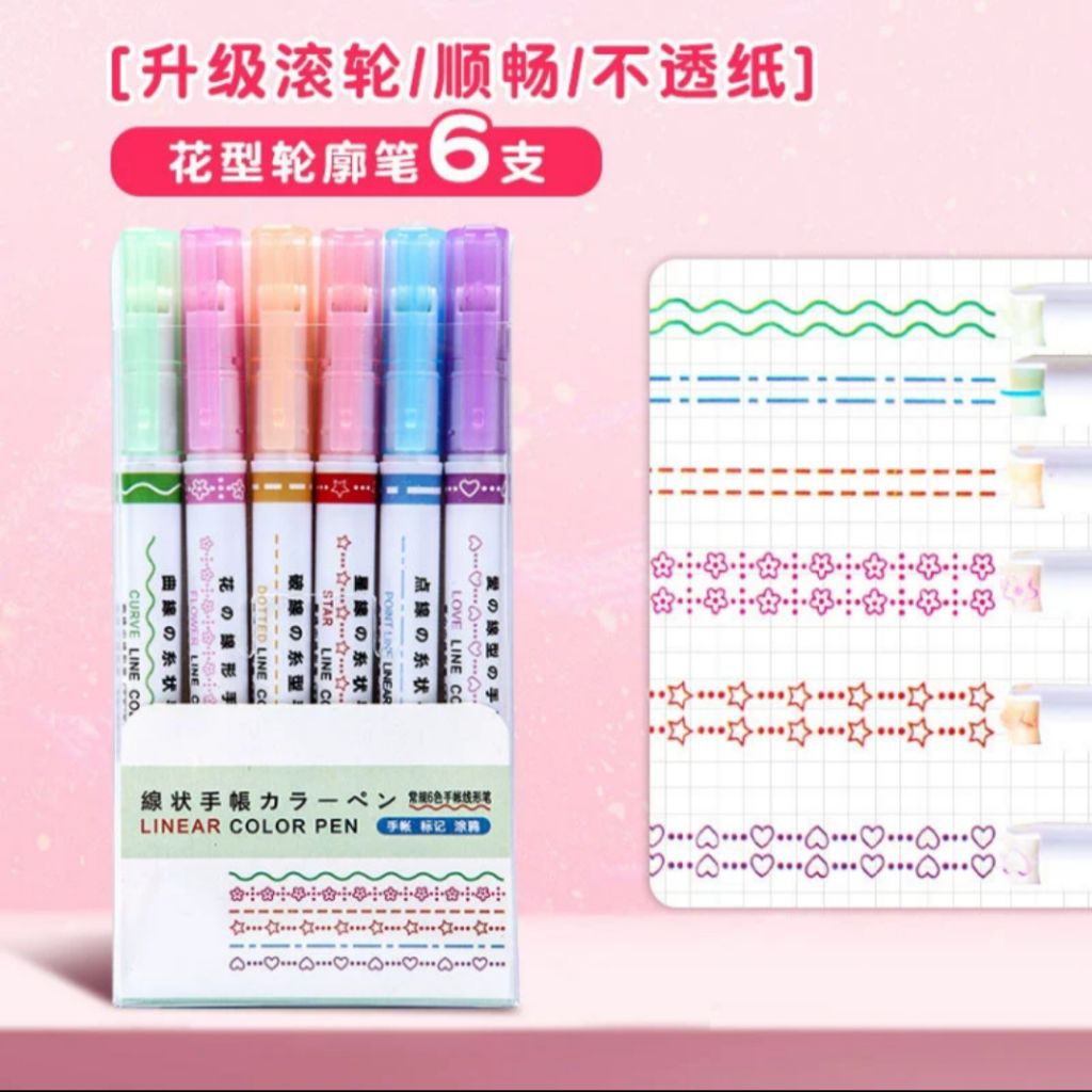 

Pulpen Warna Stamp Roller / Highlighter 6 Bentuk Unik dalam 1 Set