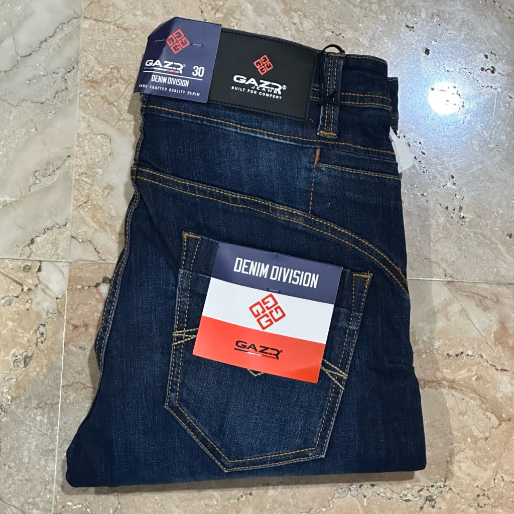 GRATIS OBLONG Celana Panjang Jeans Pria GAZR Original Slim Stretch Dark Blue 808220503 by