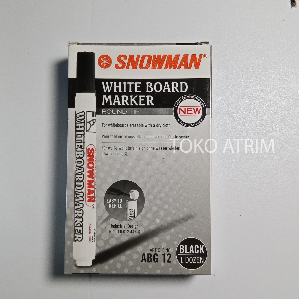 

Spidol Whiteboard/ Spidol Papan Tulis Snowman ABG 12 (ISI 12 PCS) ASLI