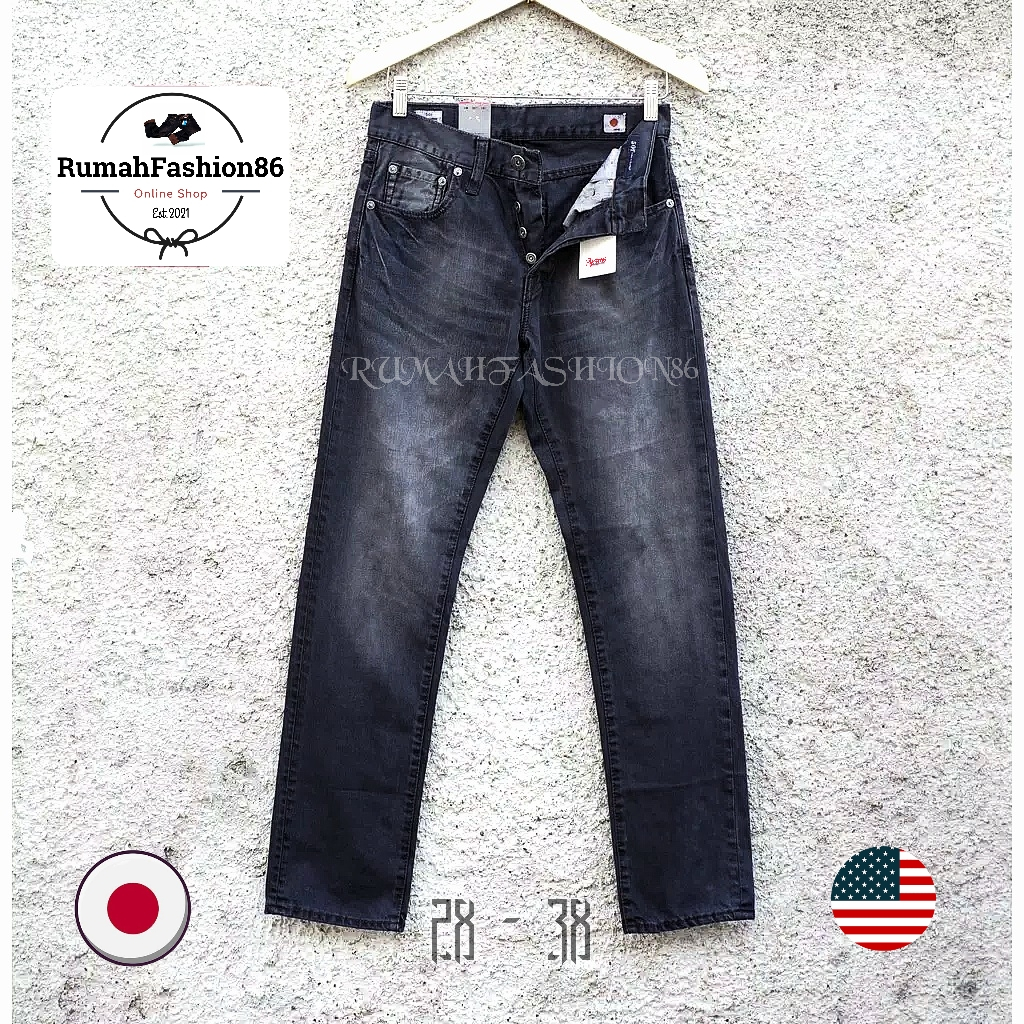 [FREE ONGKIR XTRA] CELANA JEANS ABU-ABU PRIA ORIGINAL DENIM SELVEDGE REGULER FIT JEANS PANJANG PRIA