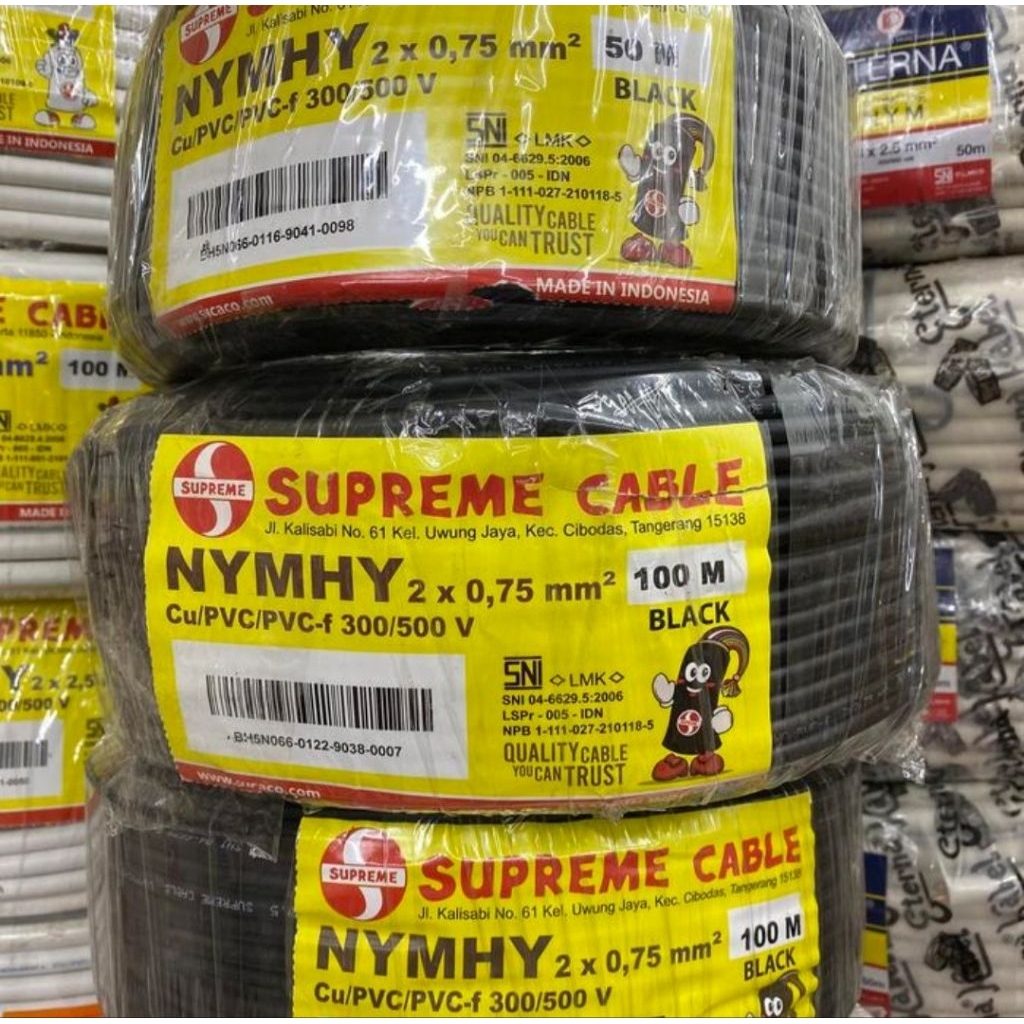 Kabel Serabut Supreme NYYHY 2 x 0.75 mm / Kabel NYYHY 2x0.75mm Supreme 100 meter