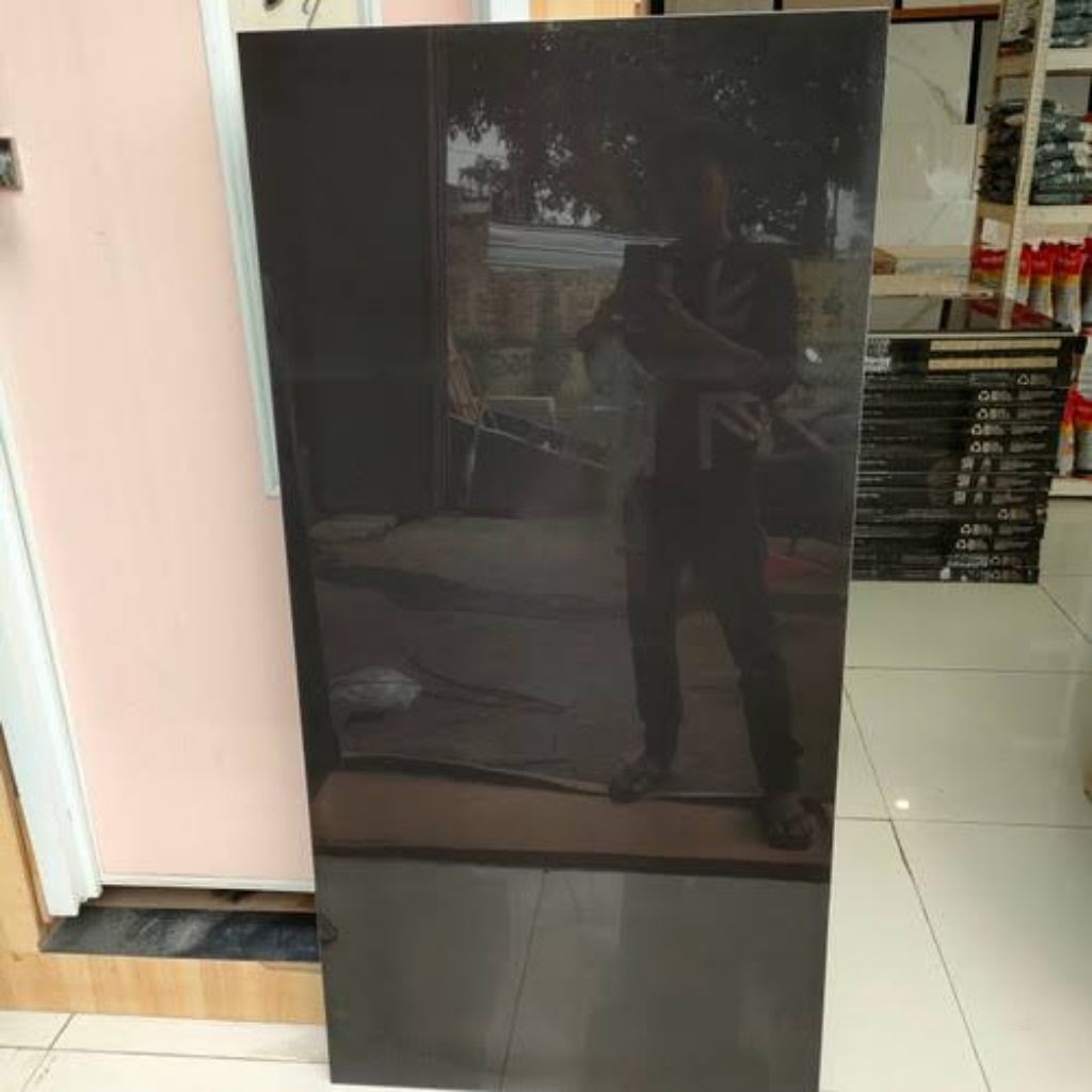 granite lantai 60x120 hitam polos glossy pure black rudy gress