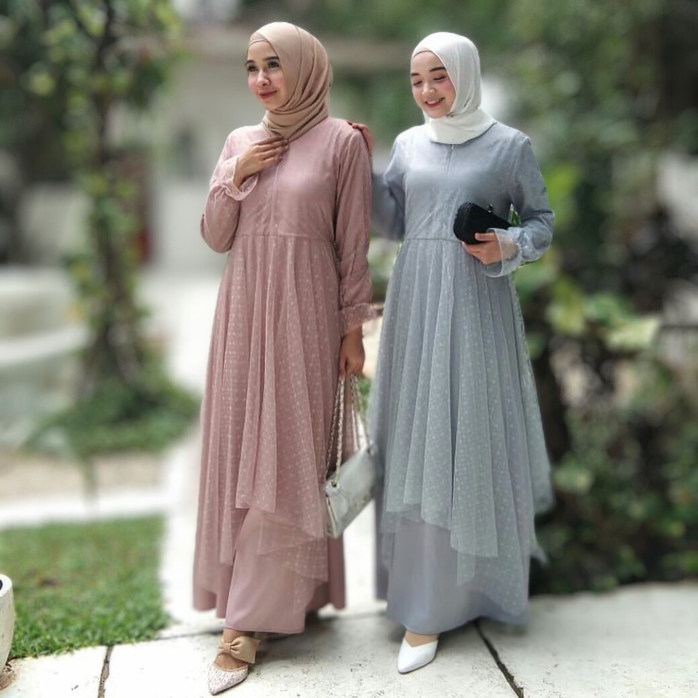 ADA JUMBO By  Sakinabusana GAMIS BRIDESMAID SAKURA TILLE BROKAT BRUKAT VELVET PREMUM KATUN JEPANG CE