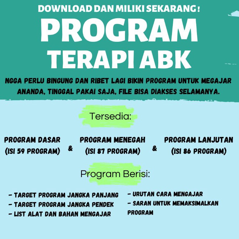 

KODE V48K Paket Triple Program Terapi ABK Dasar Menengah Lanjutan