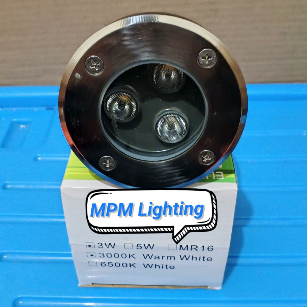 Lampu Lantai Tanam LED 3watt 3000K 220V Inbow/ LED sorot Lantai Tanam 3mata 3000K 220V Inbow