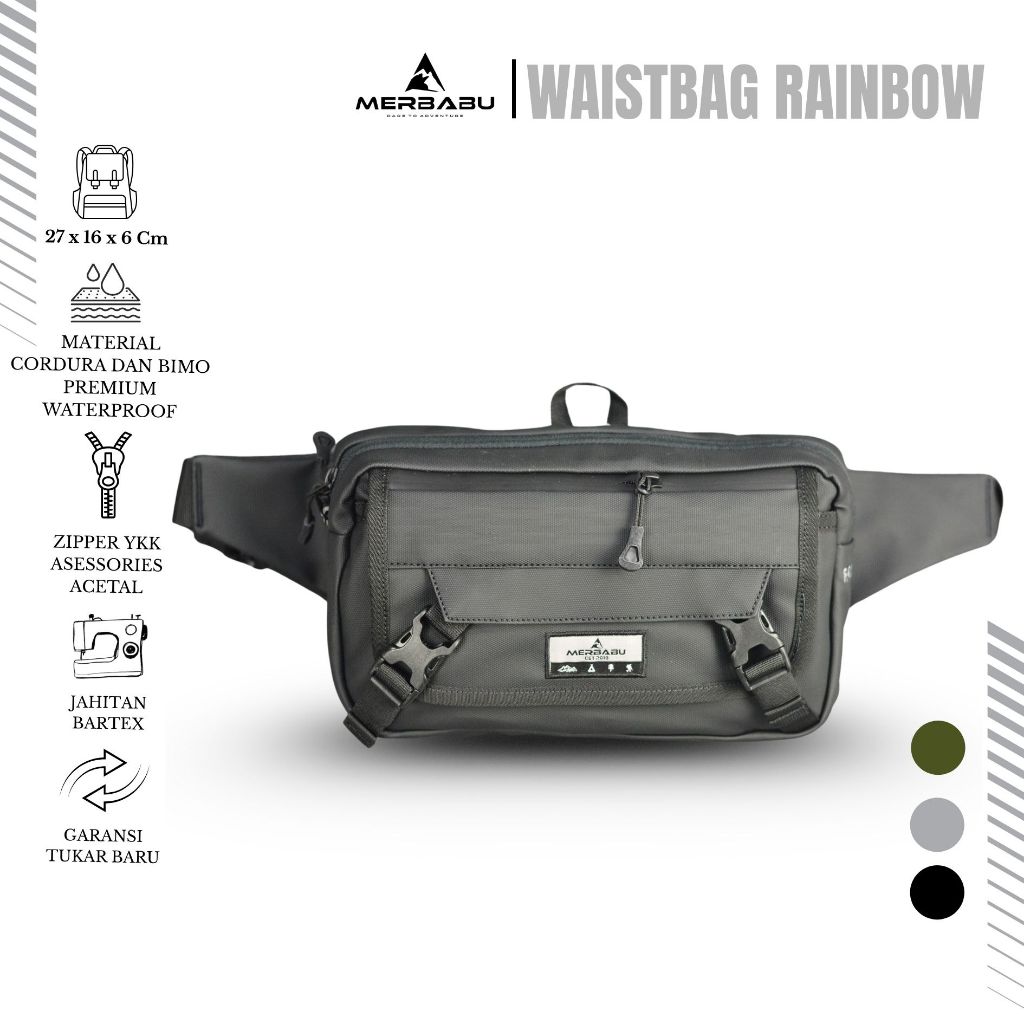 Waist Bag Rainbow Merbabu Tas Selempang Pria Wanita / Tas Merbabu Tas Pinggang Outdoor