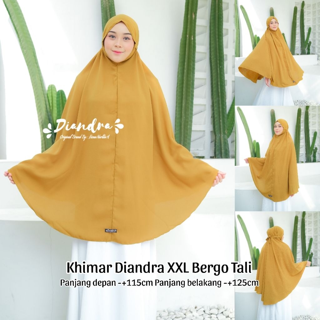 [READYYY] [Diandra Hijab]Jilbab Kerudung Khimar Jumbo Tali Size XXL Bergo Maryam Jumbo Wollycrepe