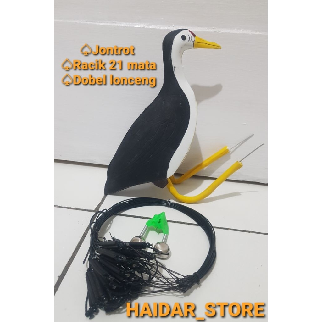 Satu Set Jerat 21 Mata Patung Boneka Jontrot Burung Ruak Ruak Truwok Kareo Padi Truwok