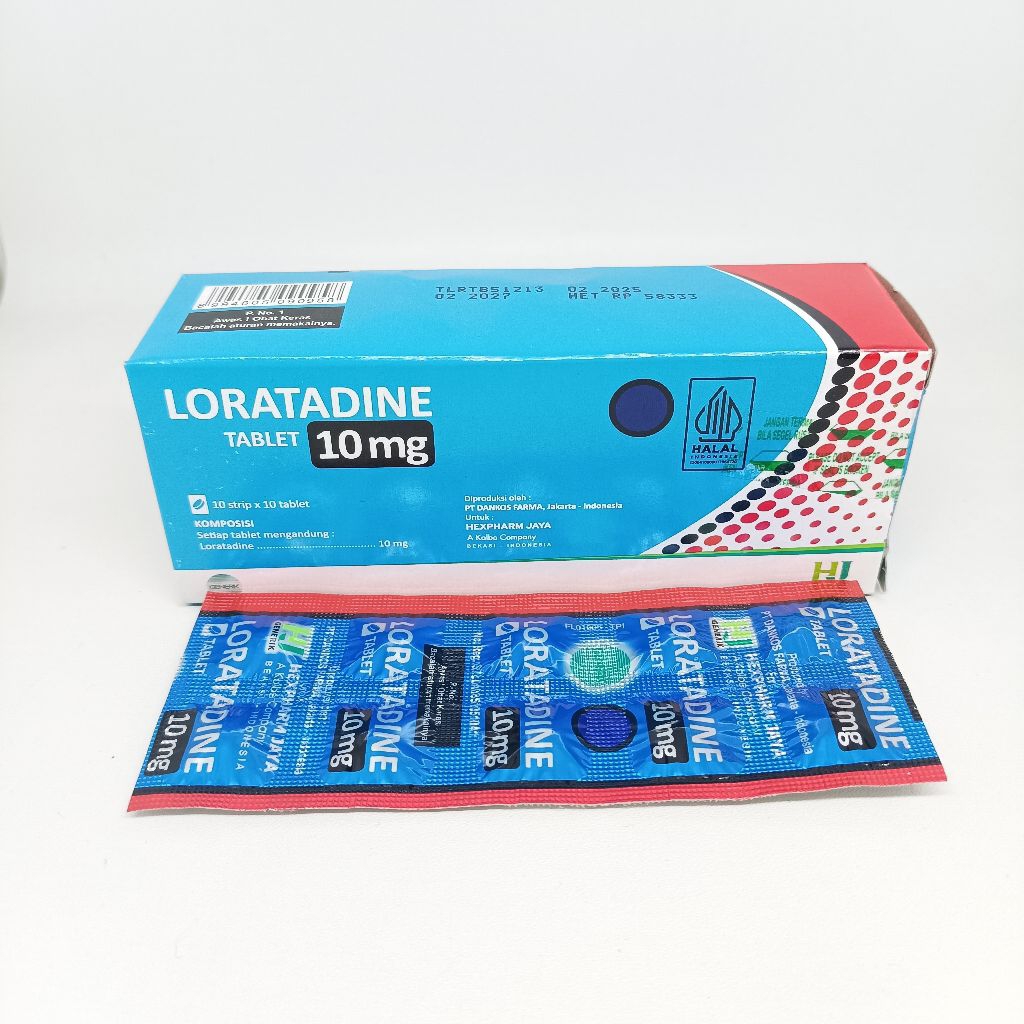 LORATADINE HJ BIRU TABLET / ALERGI FLU PILEK GATAL / LOGO BIRU / STRIP 10 TABLET