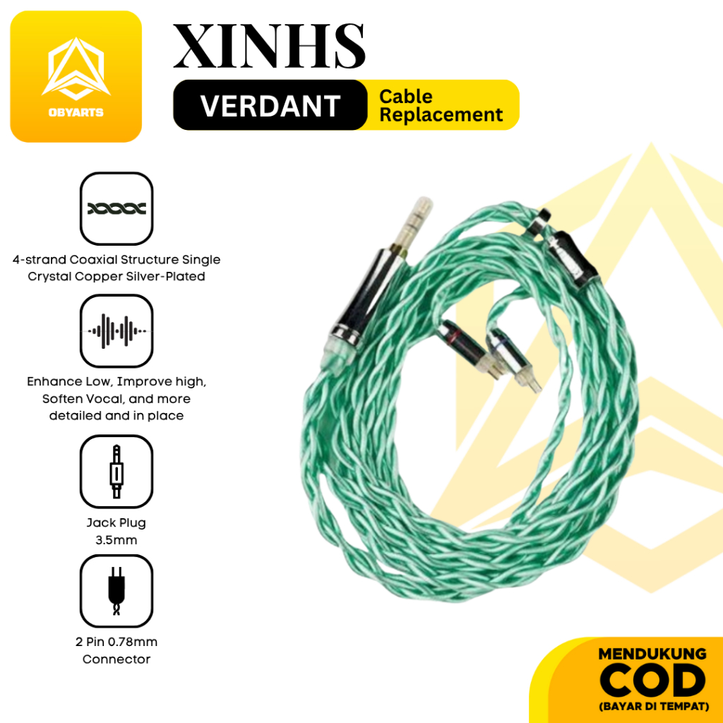 XINHS Verdant 4-Strands Coaxial Structure Single Crystal Copper Silver-Plated In Ear Monitor Cable E