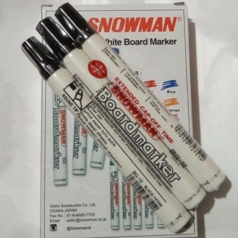 

KODE K45O Spidol Snowman BoardmarkerPapan Tulis BG12 perbox Isi 12Pcs