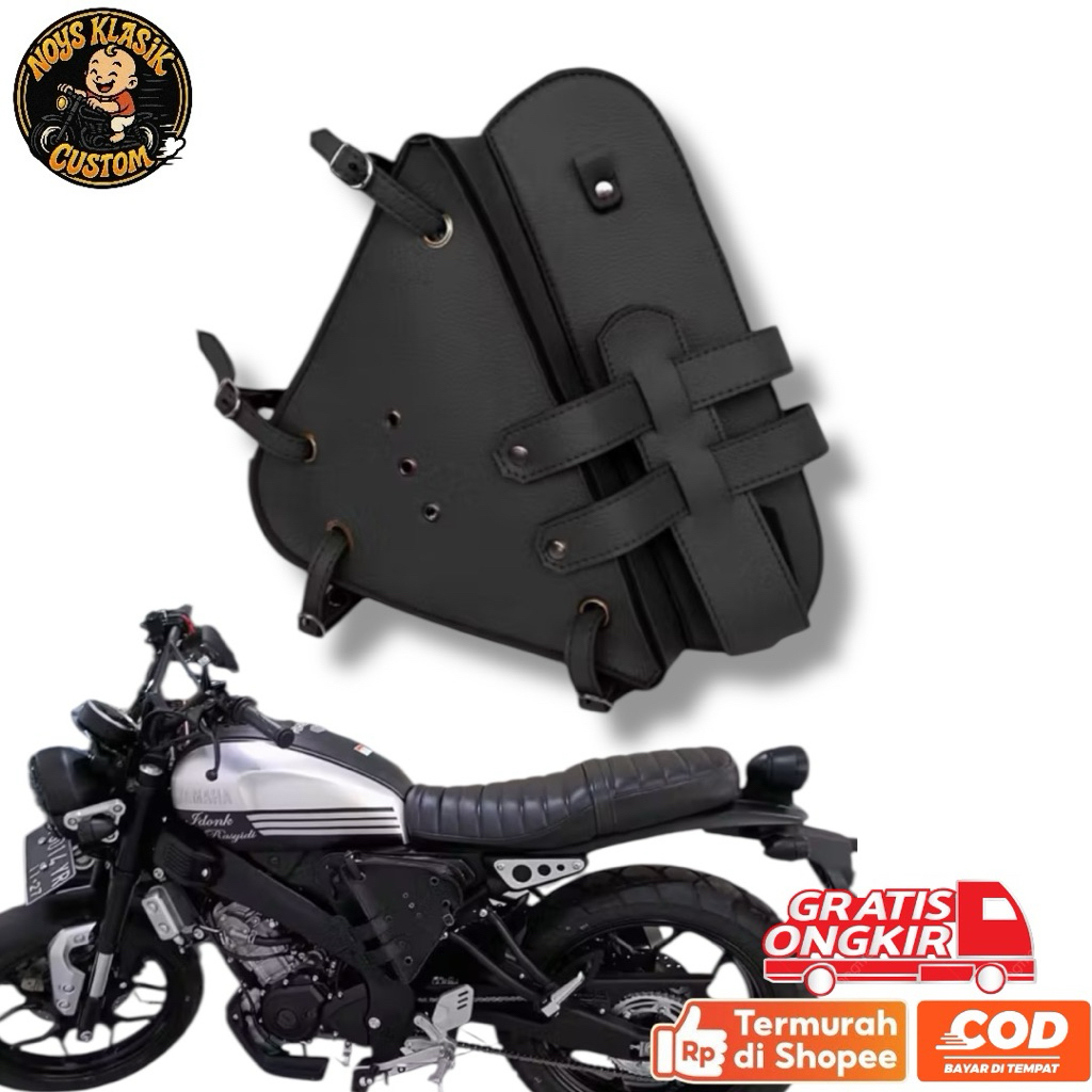 Tas samping sidebag motor klasik custom side bag trail vintage cb100 honda win100 cb100 c70 sepeda o