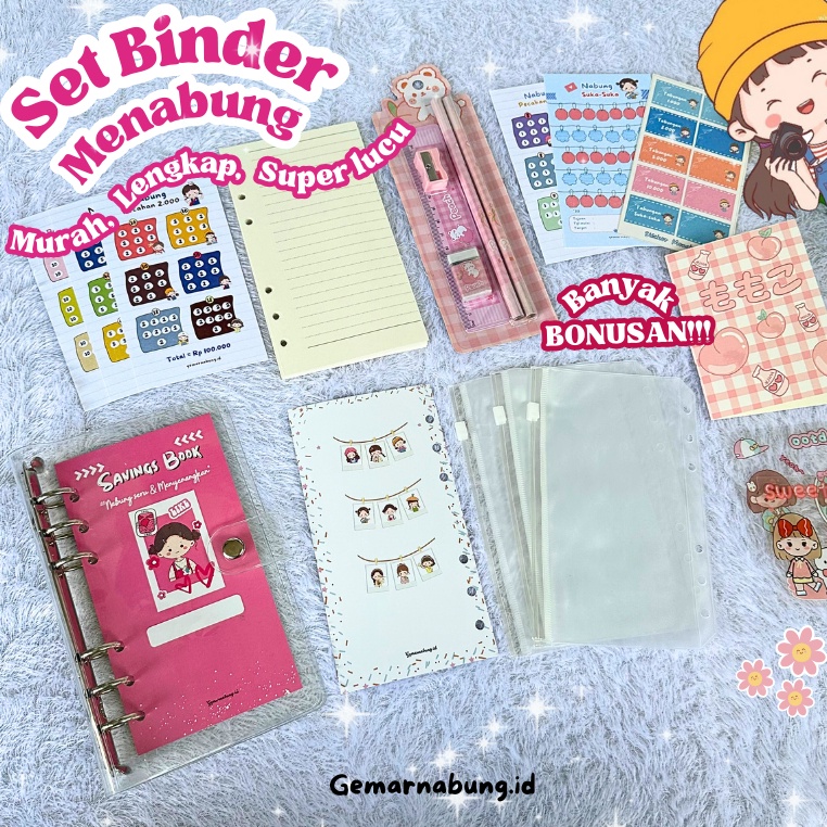 

KODE A82P Paket Binder Keuangan Nabung Murah Lengkap Super Lucu A6 Binder Keuangan Lengkap