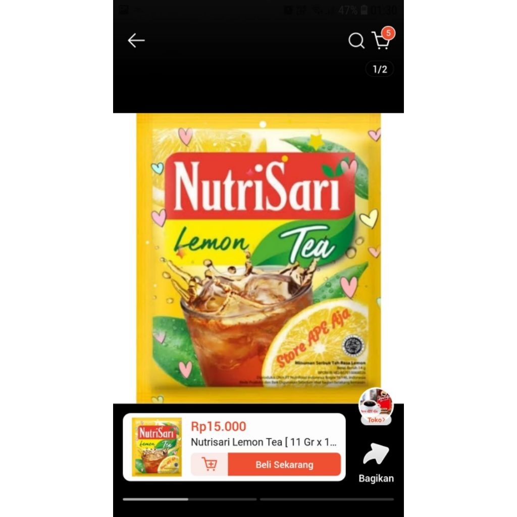 

NUTRISARI LEMON TEA [ 11gr X 10 Sachet ]