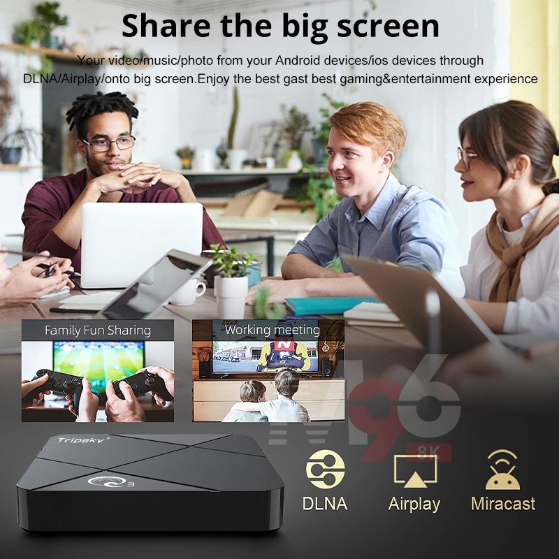 Hot Sale Tripsky Miniq3 Android Tv Box Android 14.0 Os Support Mirror 4K Hd Smart Tv Box