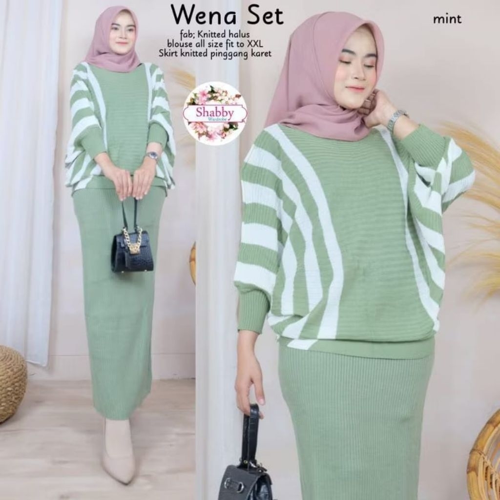 SETELAN RAJUT KELELAWAR/ BAdwing rajut setelan rok salur Polet Korean style