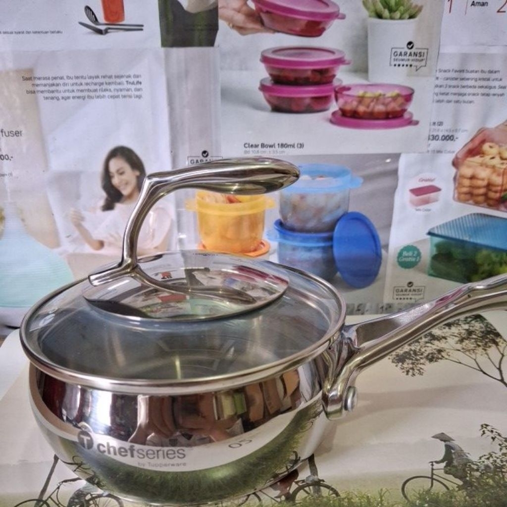 Tupperware Sale Sale Sale  Junior Saucepan TChef Series 1L dilengkapi dengan Cover  + Booklet + Box 