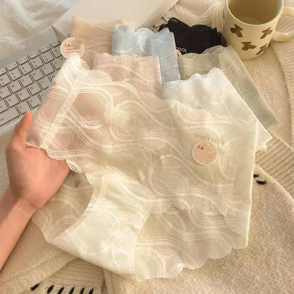 Pica lela Celana Dalam Wanita Seamless Bahan Ice Silk dengan Renda Seksi