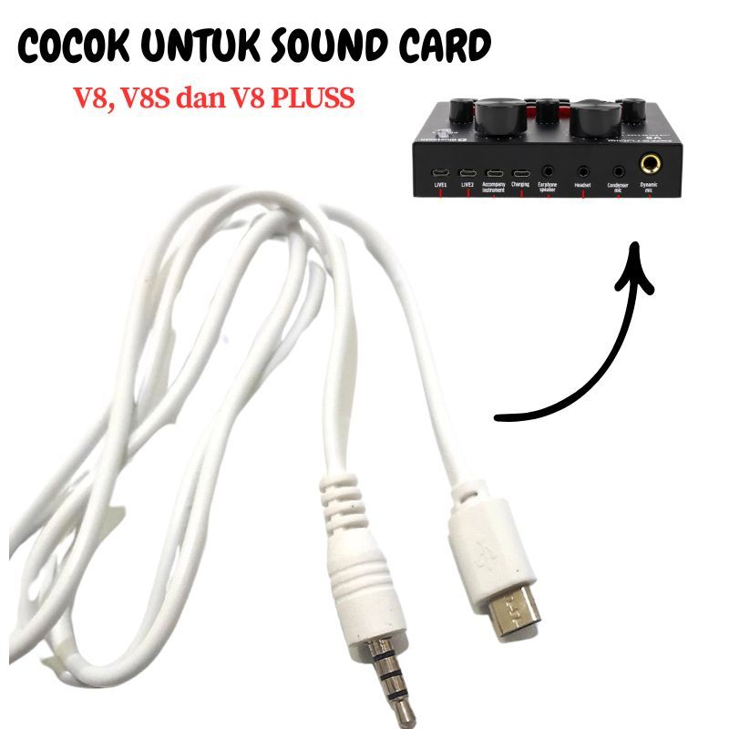 Kabel Micro USB to Jack AUX 3.5mm Untuk Sound Card V8 V8s V8 Plus V9 Taffstudio