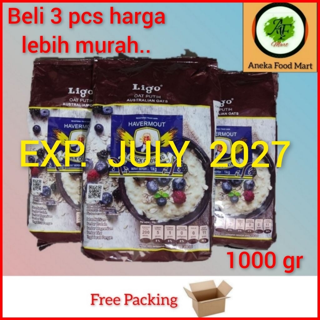 

Ligo Havermout 1kg/ Ligo Havermout 1000gr/ Havermout quick cooking/cereal/ Havermout instan/ Haverjoy