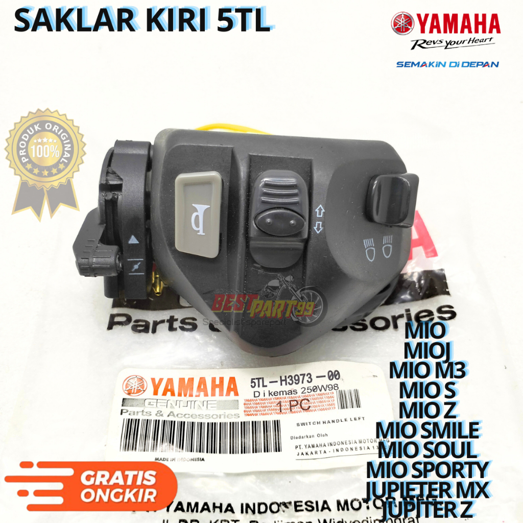 Saklar kiri untuk motor MIO ,MIO J, MIO S, MIO SPORTY, MIO M3, MIO SOUL, MIO SMILE, JUPITER MX, JUPI
