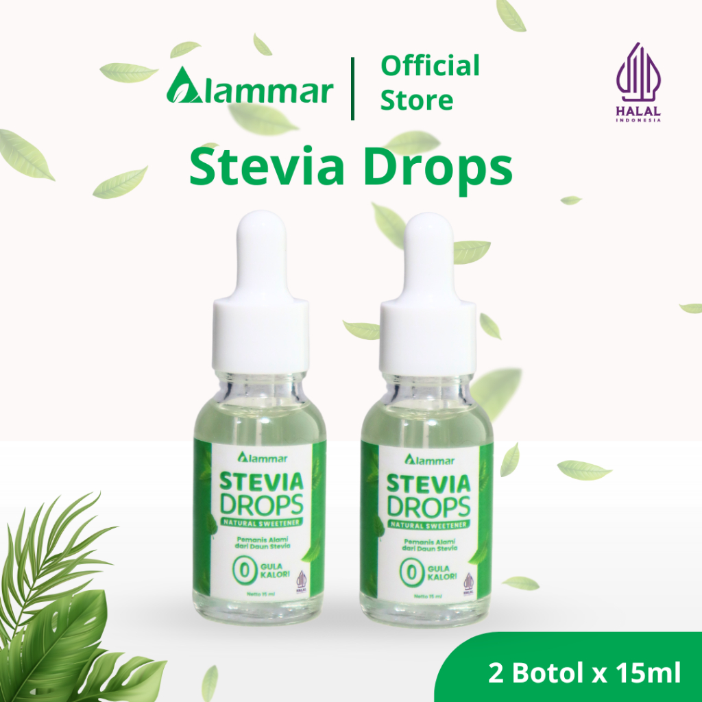 

Alammar [2 botol x 15 ml] Stevia Drops Pemanis Alami Cair Pengganti Gula Nol Kalori 0 Kalori 15 ml