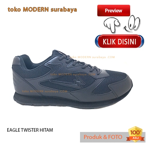 Sepatu sekolah sepatu sneakers pria tali EAGLE TWISTER HITAM