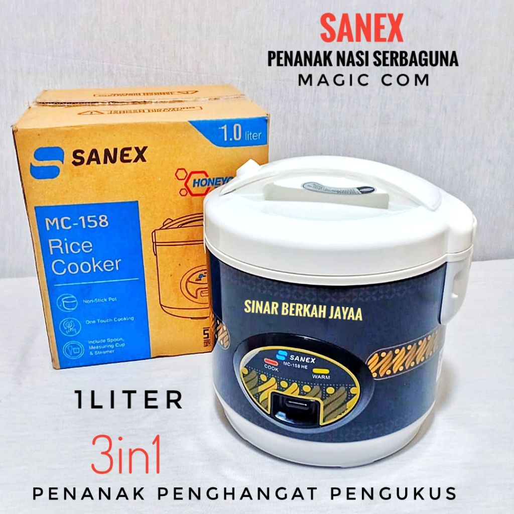 SANEX Magic Com Penanak Nasi Mini 1 Liter mc158 Anti Lengket Rice Cooker Mini 1 Liter