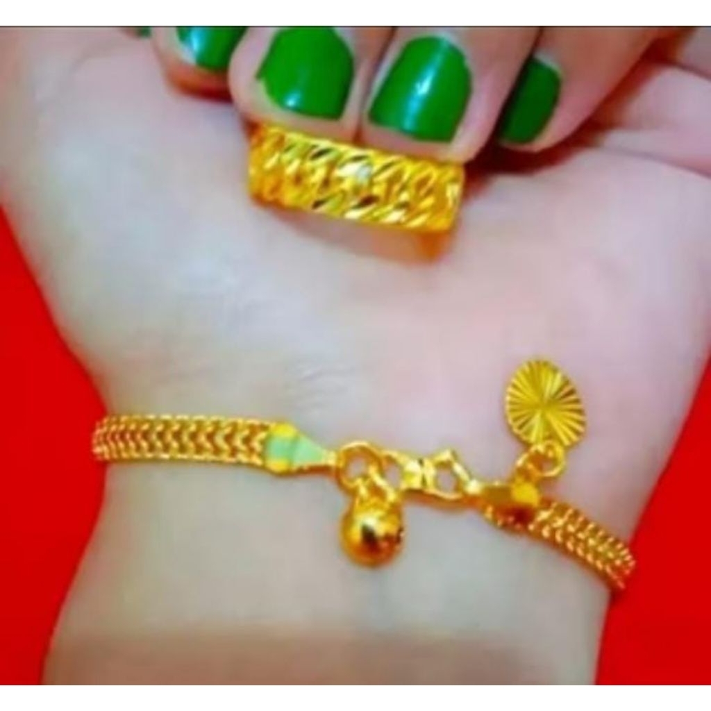 GELANG TIKAR FREE CINCIN TITANIUM GELANG RANTAI EMAS IMITASI PERHIASAN FASHION JEWELRY ANTI LUNTUR