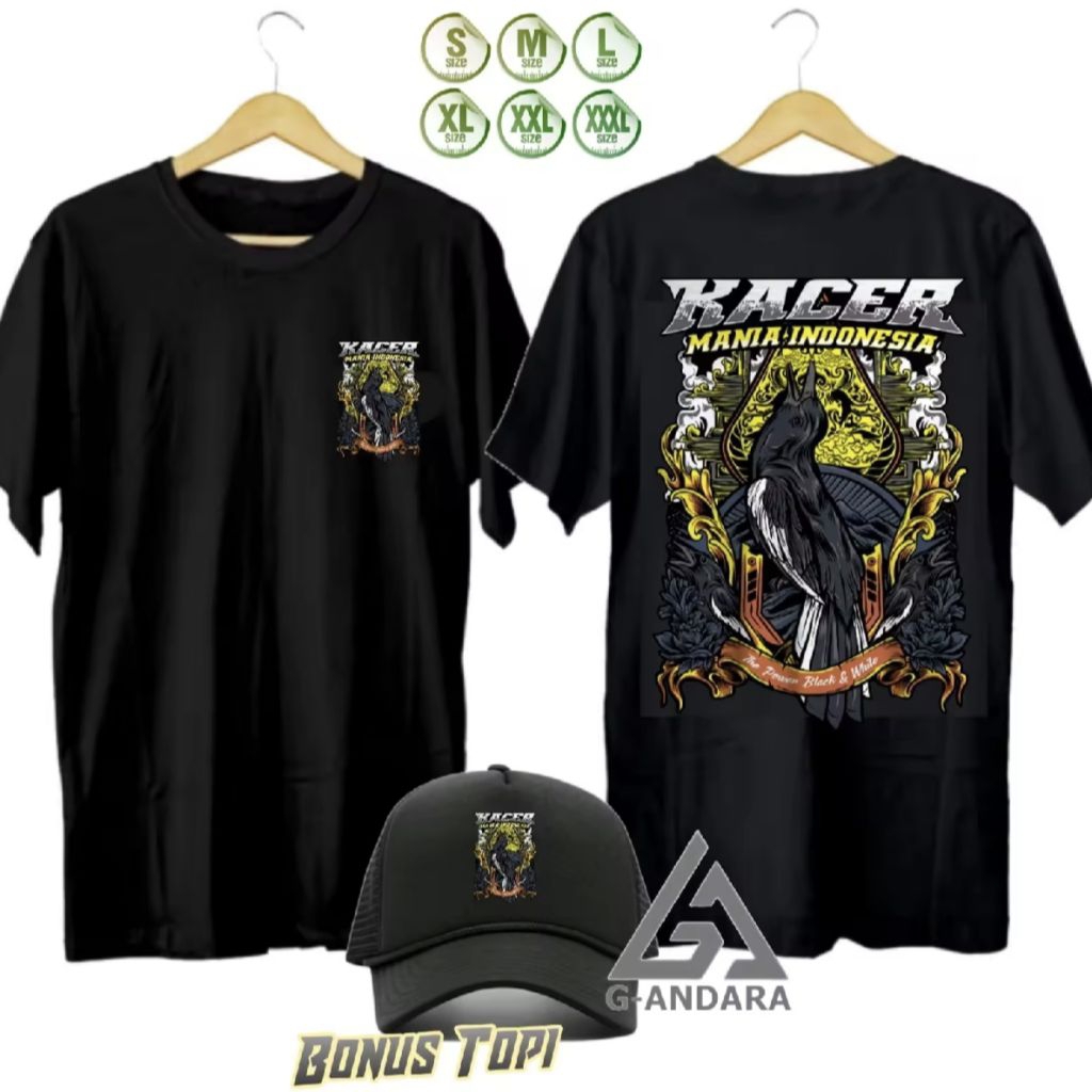 KAOS KACER MANIA INDONESIA BONUS TOPI