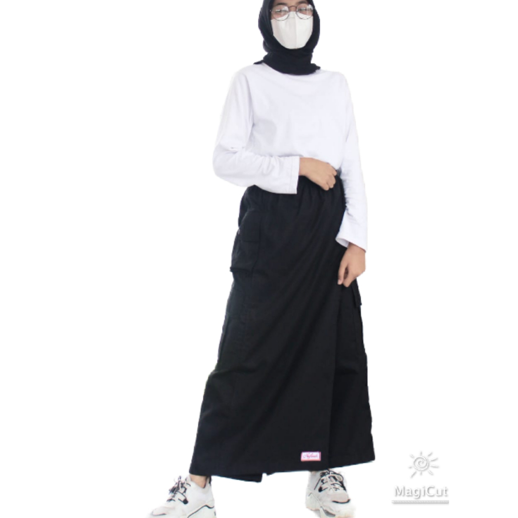 rok celana wanita muslimah dewasa terbaru bahan drill tebal warna hitam navy army coklat abu ukuran 