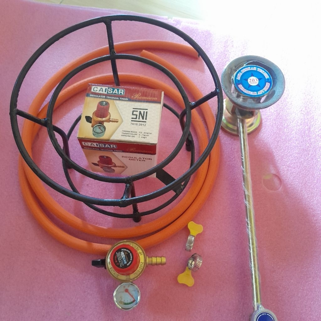 Caisar Paket Lengkap Kompor 203 Regulator Meter Caisar Tungku Selang 2 Meter 2 Klem Cocok Untuk Jual