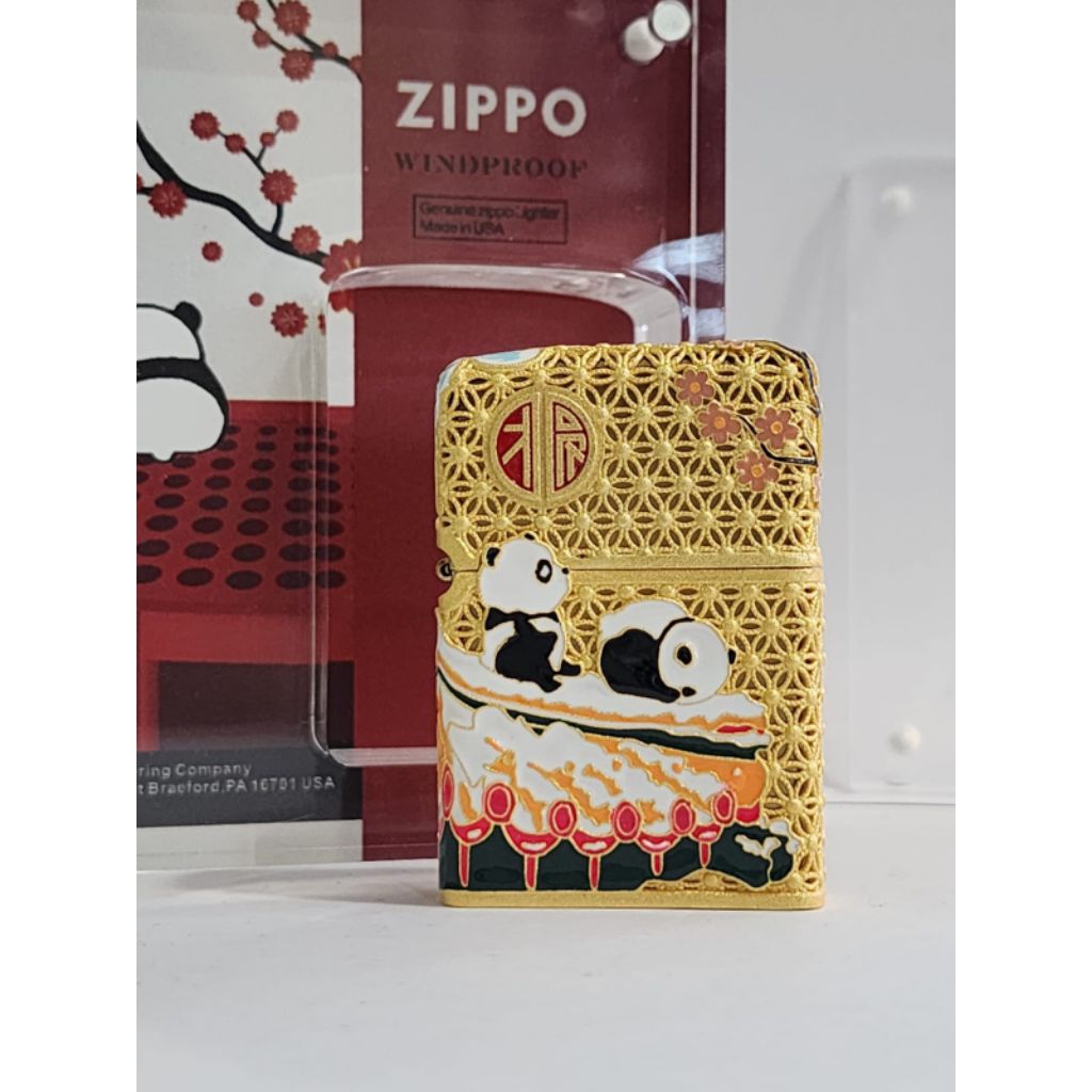 Original Zippo Jacket Winter Panda Gold Plated
