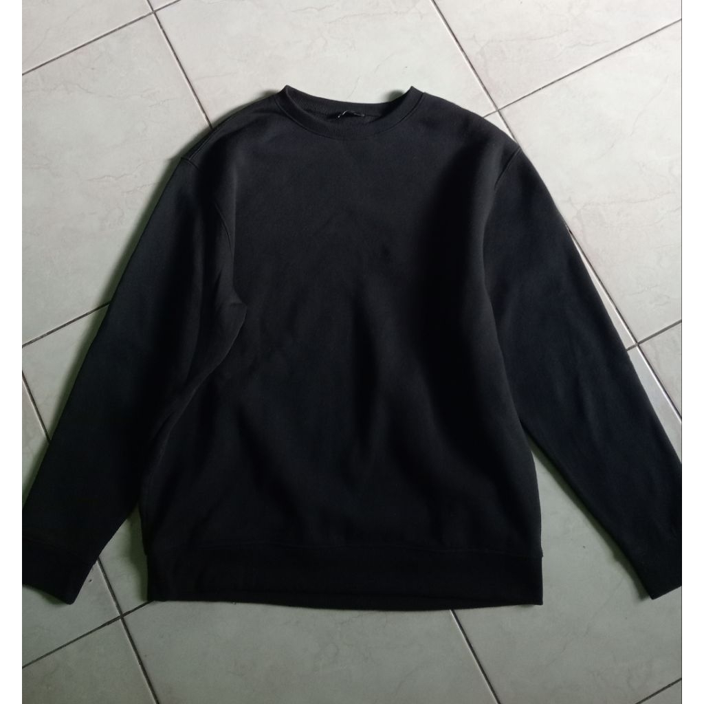 Crewneck/Sweater PL Pria/Wanita full hitam polos