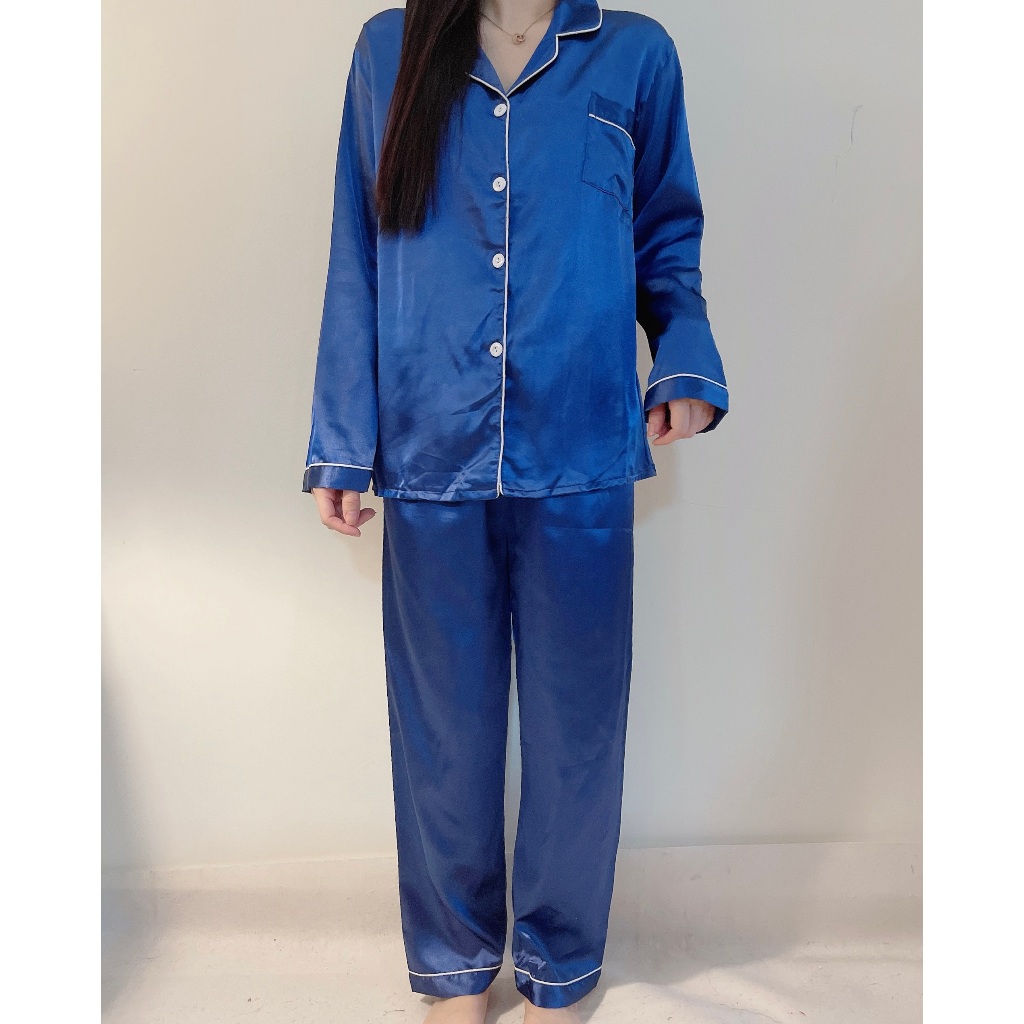 AJWShop Piyama Satin Import Baju Tidur Satin Piyama Dewasa Satin Piyama Mewah Baju Tidur Polos