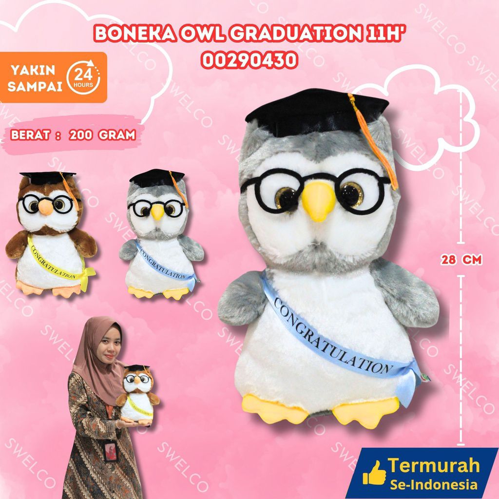 BONEKA OWL GRADUATION 11H' WISUDA BURUNG HANTU SARJANA
