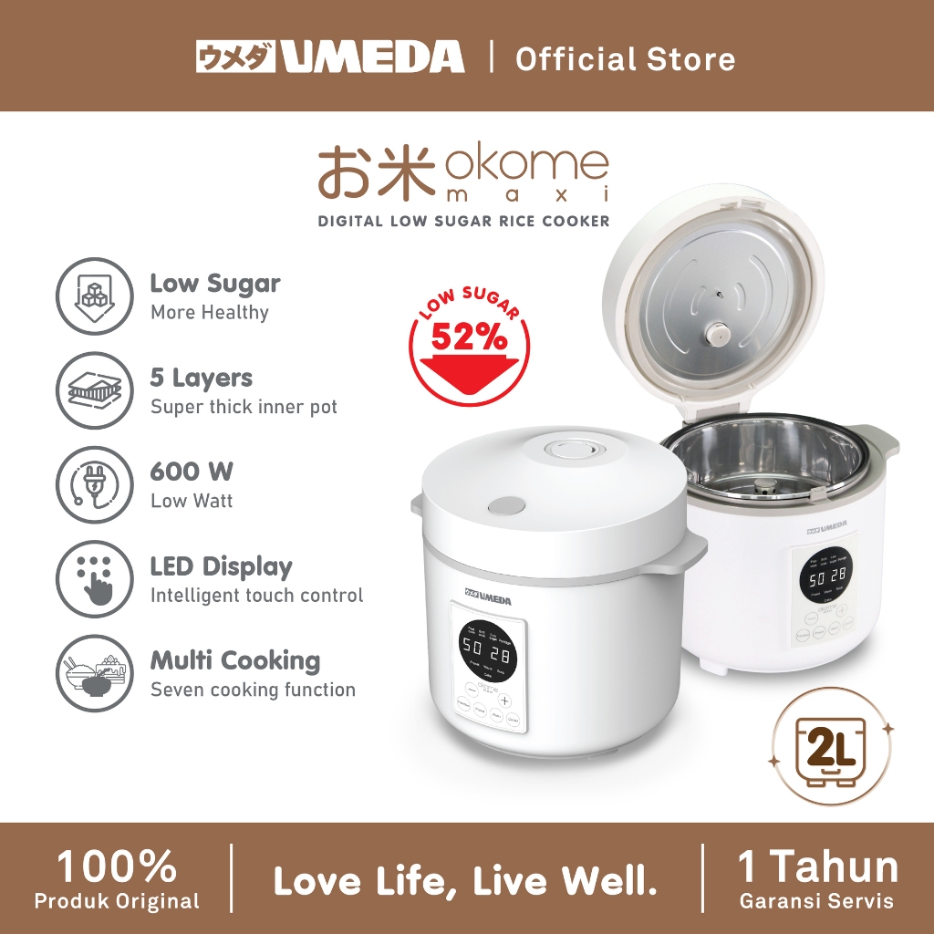 Umeda OKOME MAXI Low Sugar Smart Rice Cooker 2 Liter