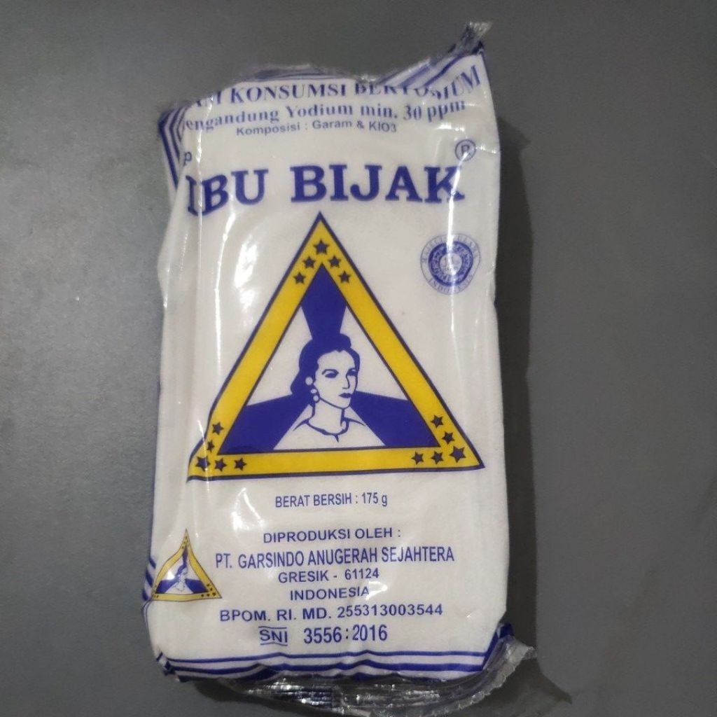 

GARAM cap IBU BIJAK/ GARAM KONSUMSI BERYODIUM/ 175 gr