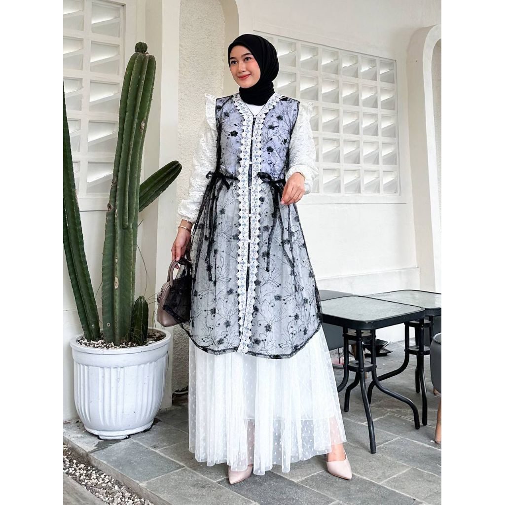 One Set Outer Inner Rok Gamis Baju Muslim Wanita