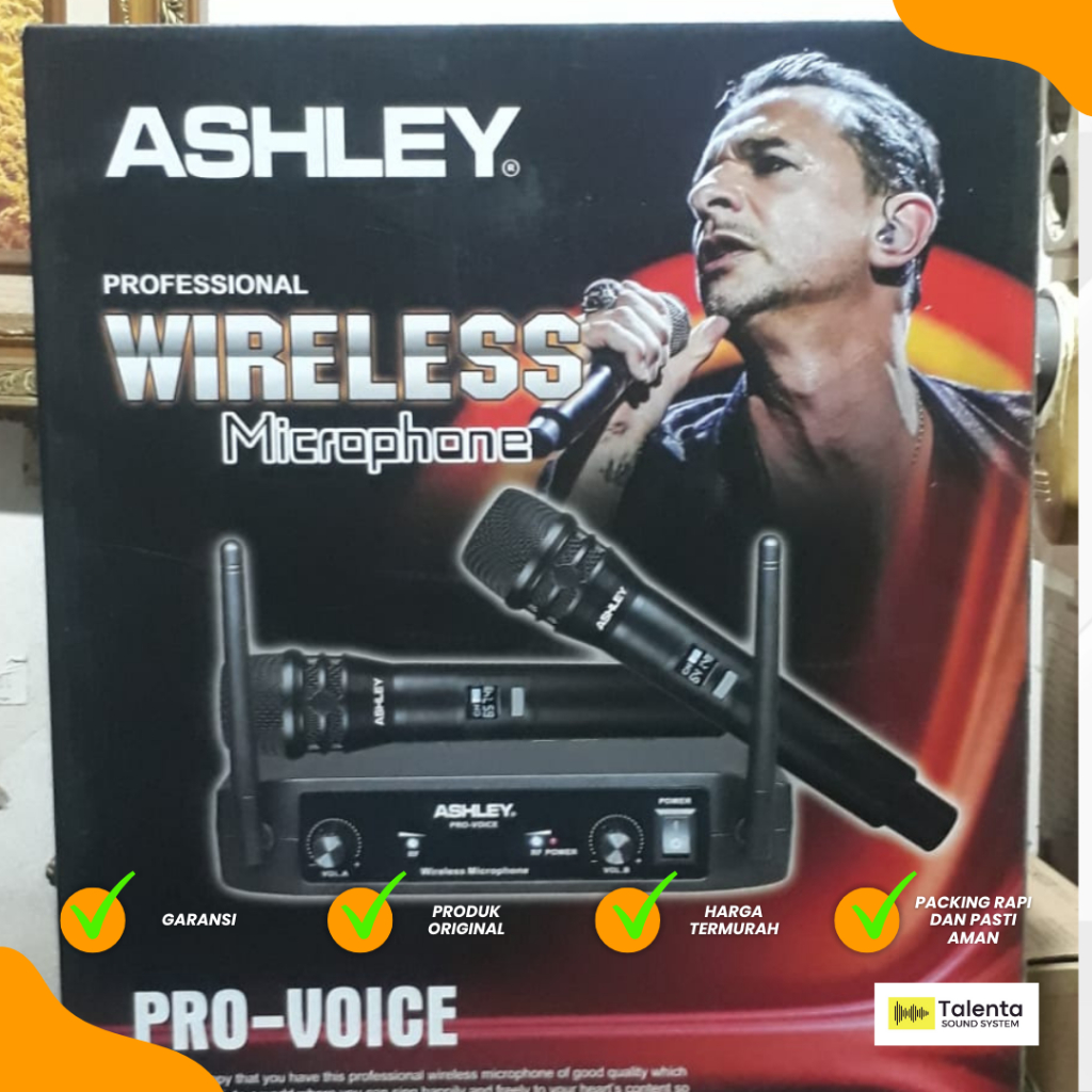 Microphone Wireless Ashley Pro Voice Original Ashley Pro Voice Wireless Microphone Ashley Termurah