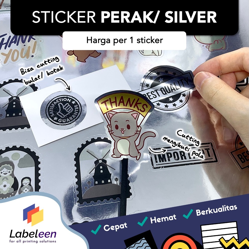 

CETAK STICKER SILVER BULAT CUSTOM | STIKER SEGEL PERAK THANKYOU | PRINT STIKER HOLOGRAM UMKM