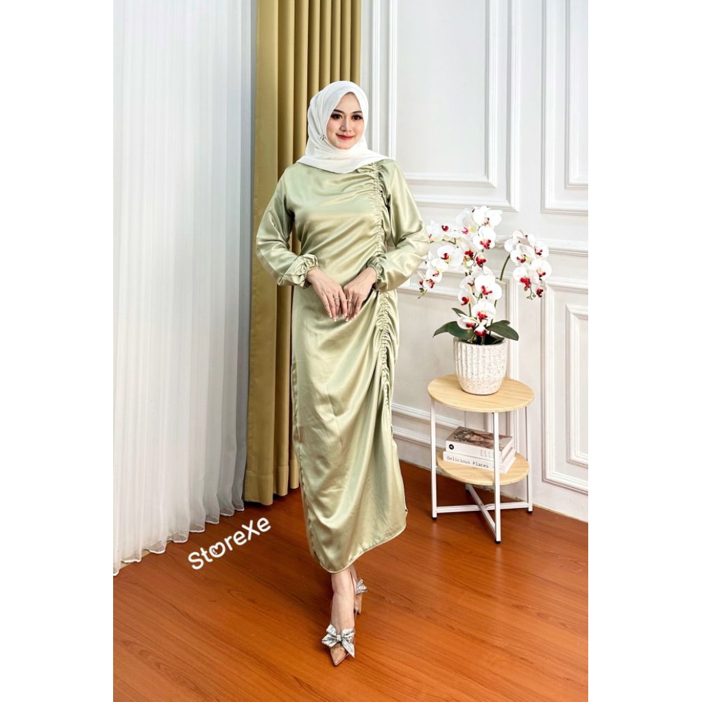 Dress serut/Dress satin/Gamis serut/Gamis Satin