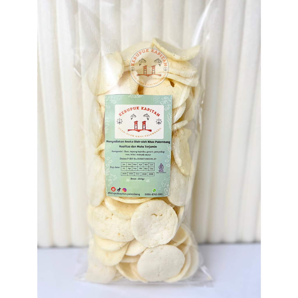 

Kerupuk Kancing Tipis Kualitas SUPER Ikan Tenggiri Asli Khas Palembang Kemasan 200gr