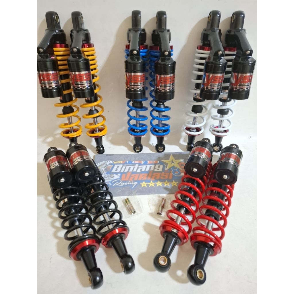 NEW DOUBLE SHOCK YSS ~ SHOCKBREAKER COPY-YSS RACING BLACK SERIES DOUBLE TABUNG ATAS UK 280MM -340MM 