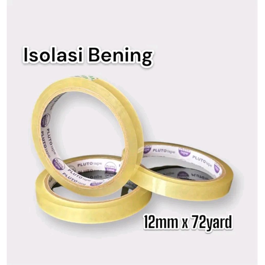 

Solatip/isolasi bening 12mm×72yard paket 12pcs