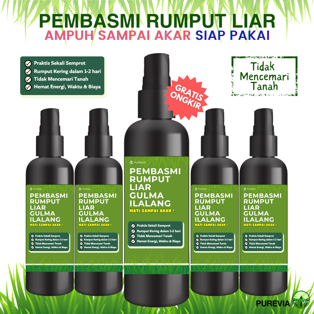 PUREVIA SEKALI SEMPROT Pembasmi Rumput Liar Ampuh Sampai Akar Siap Pakai Obat Rumput Liar Kering
