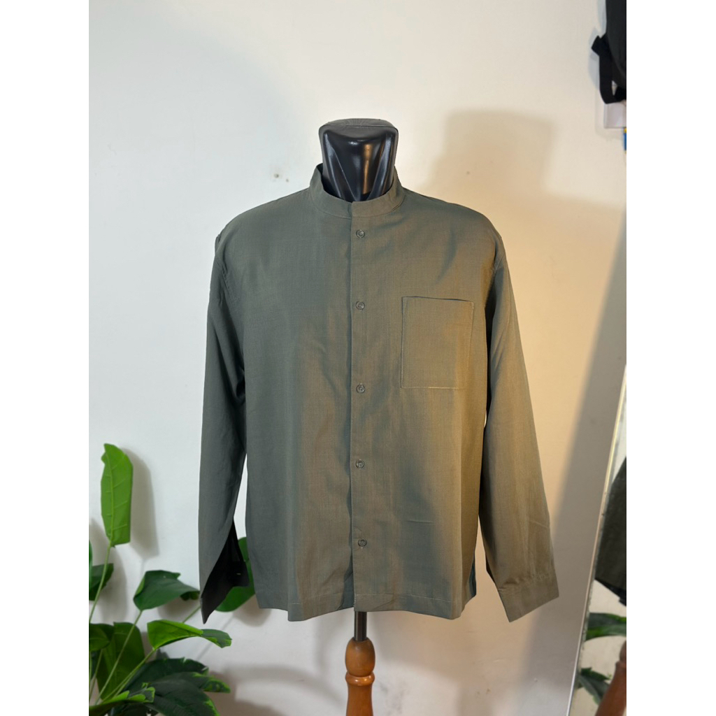 Kemeja kerah shanghai lengan panjang pria
