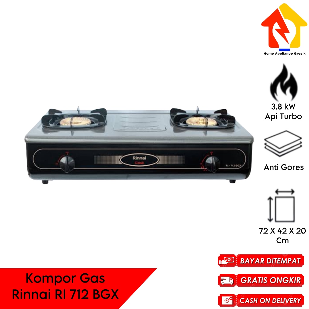 Rinnai Kompor 2 Tungku Tornado RI 712 BGX / Rinnai Kompor RI712BGX