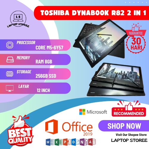 LAPTOP TOSHIBA DYNABOOK R82 2 IN 1 TOUCHSCREEN CORE M5-6Y57 RAM 8GB SSD 256GB